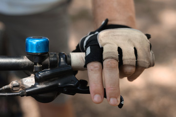 close-up of a man's gloved hand
