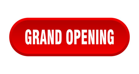 grand opening button. grand opening rounded red sign. grand opening