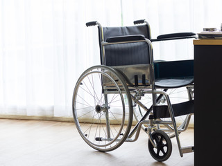 Fototapeta na wymiar Wheelchair sick person empty in the nursing room