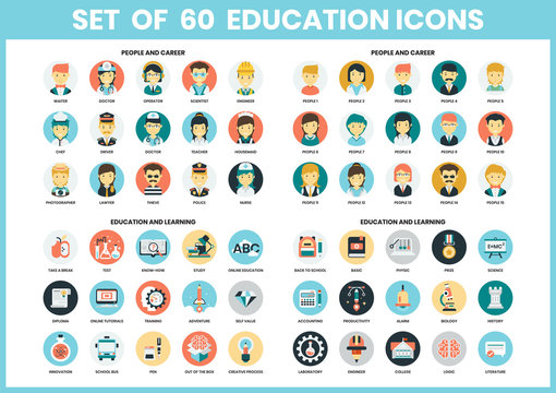 education icons set for business