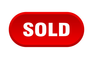 sold button. sold rounded red sign. sold