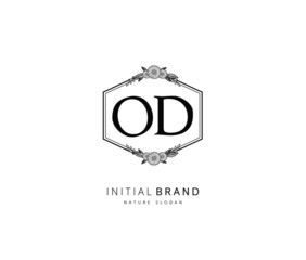 O D OD Beauty vector initial logo, handwriting logo of initial signature, wedding, fashion, jewerly, boutique, floral and botanical with creative template for any company or business.