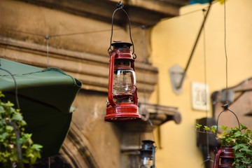 vintage kerosene lantern ( Gas lamp ) Red color	