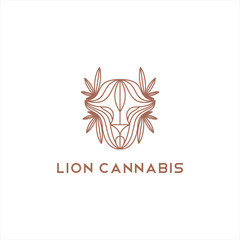 cannabis in the shape of a lion logo design