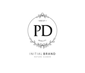 P D PD Beauty vector initial logo, handwriting logo of initial signature, wedding, fashion, jewerly, boutique, floral and botanical with creative template for any company or business.