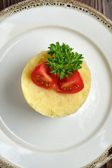Mashed potatoes with tomatoes . catering menu