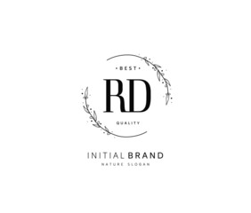 R D RD Beauty vector initial logo, handwriting logo of initial signature, wedding, fashion, jewerly, boutique, floral and botanical with creative template for any company or business.