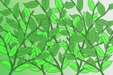 Naklejka na ściany i meble Illustration of green leaves with the start of spring