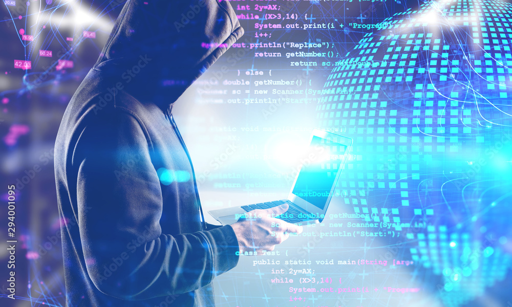 Poster hacking and identity theft concept