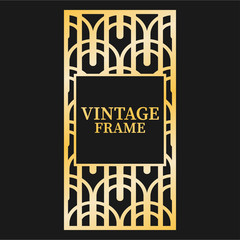 Golden ornamental vintage frame on black background