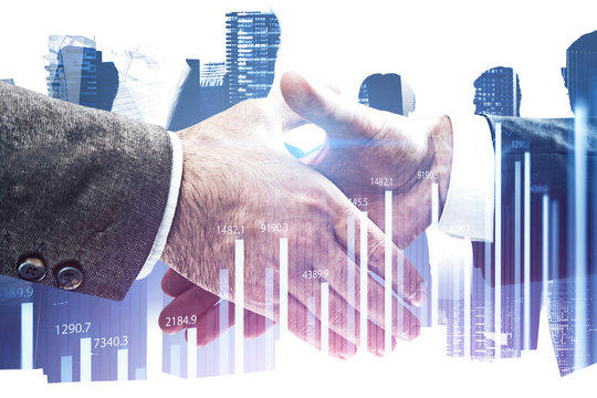 Handshake in city, digital graphs