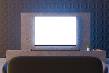 Mock up TV screen in dark gray living room