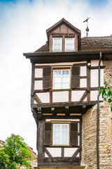 white brown half timbered house in Schwabisch Hall, Germany