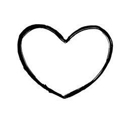 Black grunge textured heart. Hand drawn symbol of love. Vector design element.