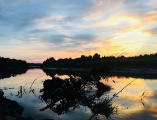 sunset over lake