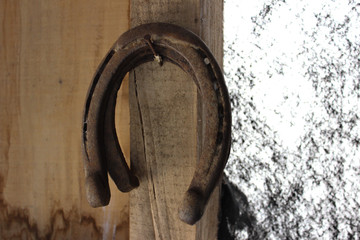 old horseshoe on wall