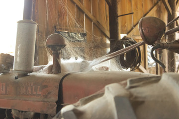 cobwebs on old tractor
