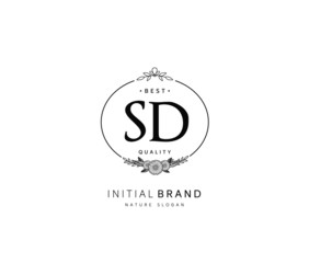 S D SD Beauty vector initial logo, handwriting logo of initial signature, wedding, fashion, jewerly, boutique, floral and botanical with creative template for any company or business.