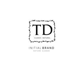 T D TD Beauty vector initial logo, handwriting logo of initial signature, wedding, fashion, jewerly, boutique, floral and botanical with creative template for any company or business.