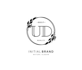 U D UD Beauty vector initial logo, handwriting logo of initial signature, wedding, fashion, jewerly, boutique, floral and botanical with creative template for any company or business.
