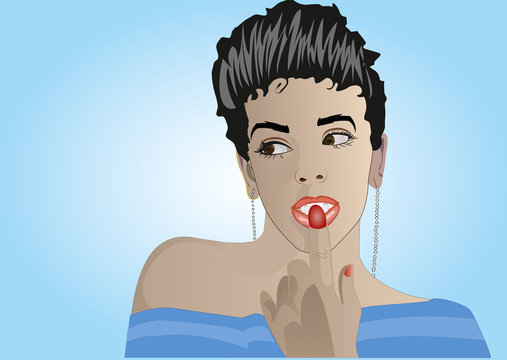 woman with vinger in mouth