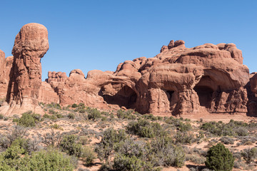 Fototapeta premium view of double arch in Arches National Park