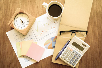 note paper and graph paper with vintage colour style