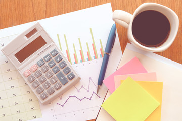 note paper and graph paper with vintage colour style