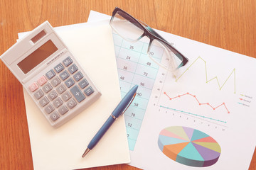 note paper and graph paper with vintage colour style