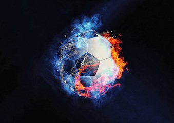 炎に包まれた抽象的なサッカーボール © k_yu