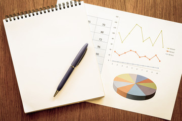 note paper and graph paper with vintage colour style