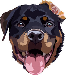 Happy Rottweiler Face Handdrawn Vector