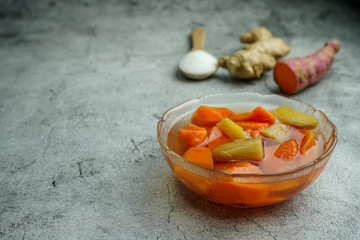 Sweet Potato Orange in Ginger Syrup, Dessert.