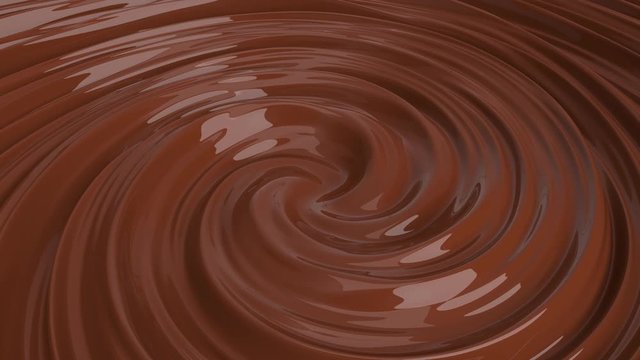 twisting molten chocolate loop. 3d illustration, looping 4k video