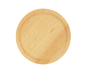 Round cutting board isolated on white