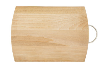 Wooden cutting board isolated on white background
