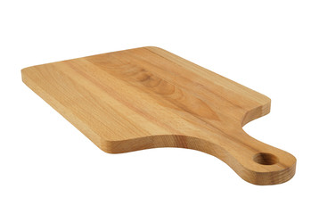 Wooden chopping board isolated on white background