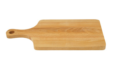 Wooden cutting board isolated on white background