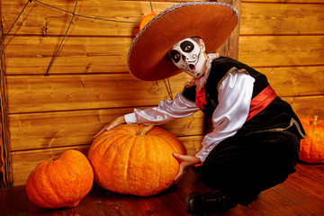 huge pumpkin on halloween