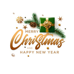 Merry Christmas and New Year greeting card design.