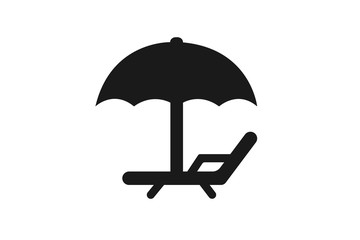 sea chair icon with umbrella Vector Illustration