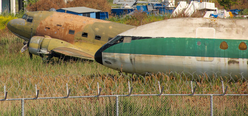 old plane in greece at the airport