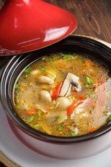 Soup with mushrooms . catering menu