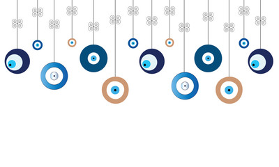 horizontal banner with blue evil eyes vector