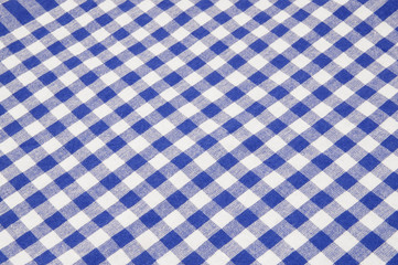 Blue and white checked tablecloth background