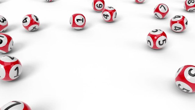 red lotery balls video with alpha matte. 3d animation in 4k resolution
