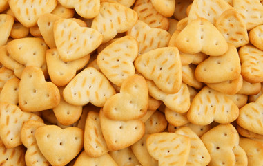 Heart shaped crackers background