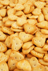 Heart shaped crackers background