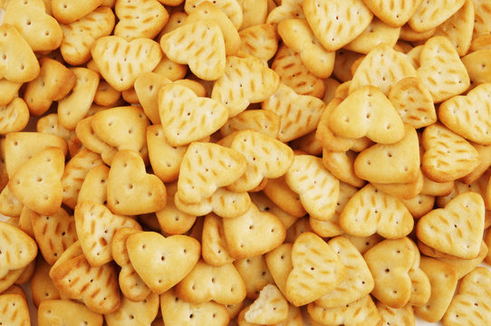 Heart shaped crackers background