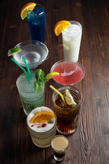 Different alcoholic cocktails . catering menu